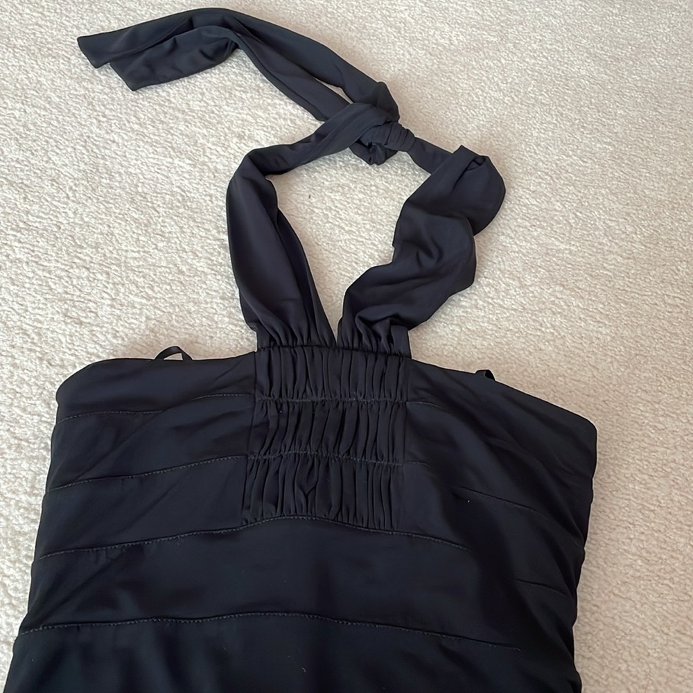 NWT BCBG tiered jersey black halter dress - Picture 3 of 7